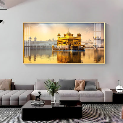 Golden Glory Premium Acrylic Horizontal Wall Art - 40X20 inches / Gold