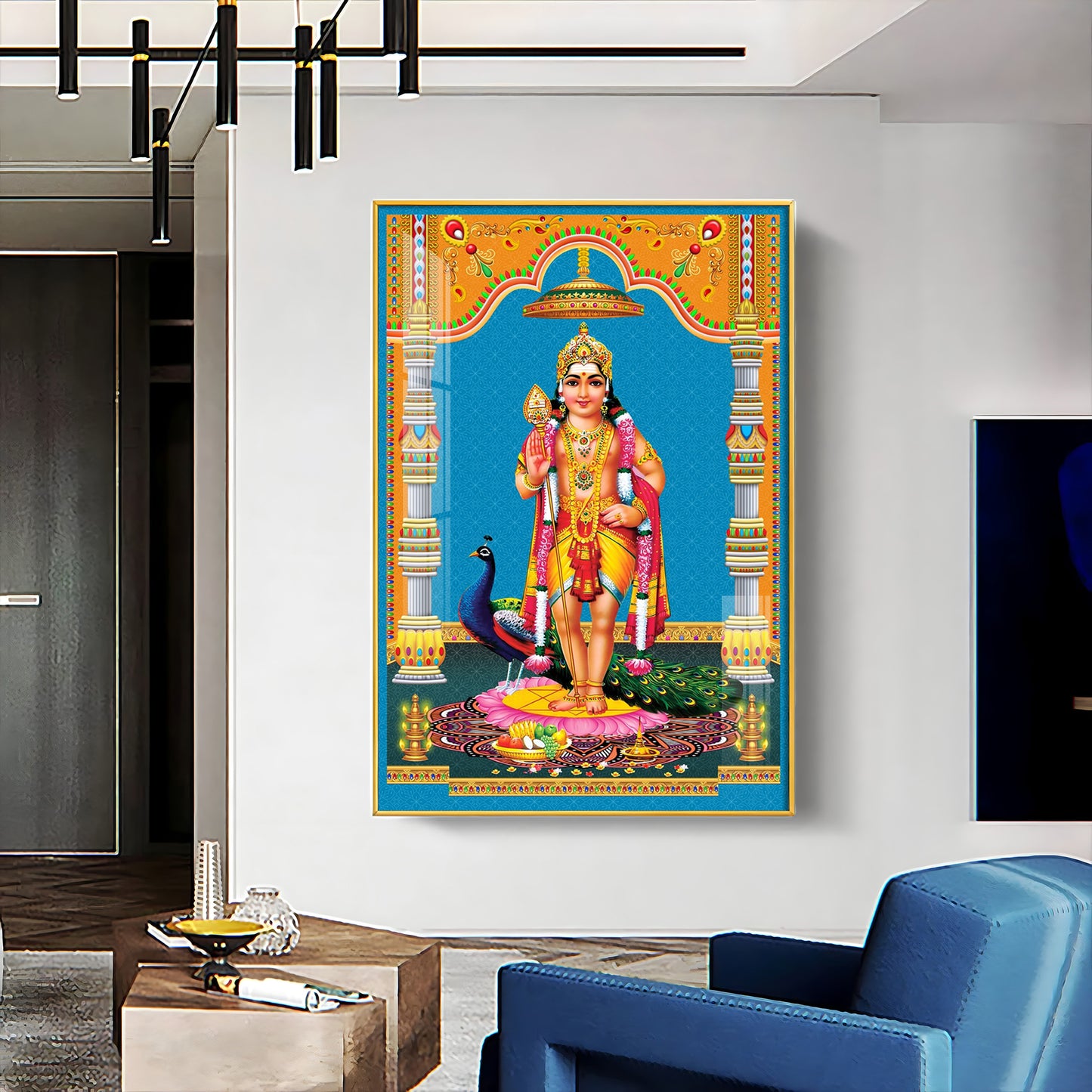 God Murugan Kartikeya Premium Acrylic Vertical Wall Art