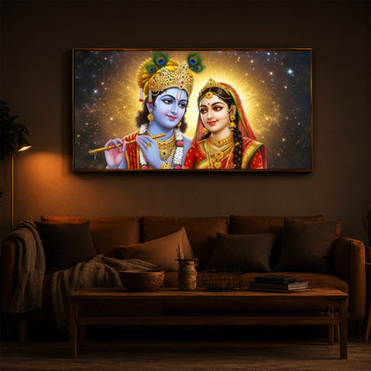 Shri Radha Krishn Modern Luxury Backlight Horizontal Wall Art
