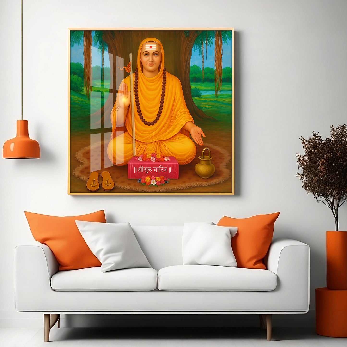 Shree Narasimha Saraswati Swami Premium Acrylic Square Wall Art