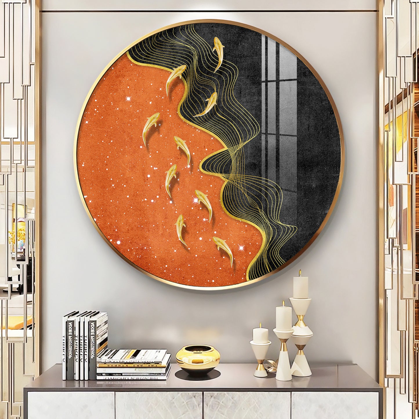 Goldfish Delight Premium Acrylic Round Wall Art