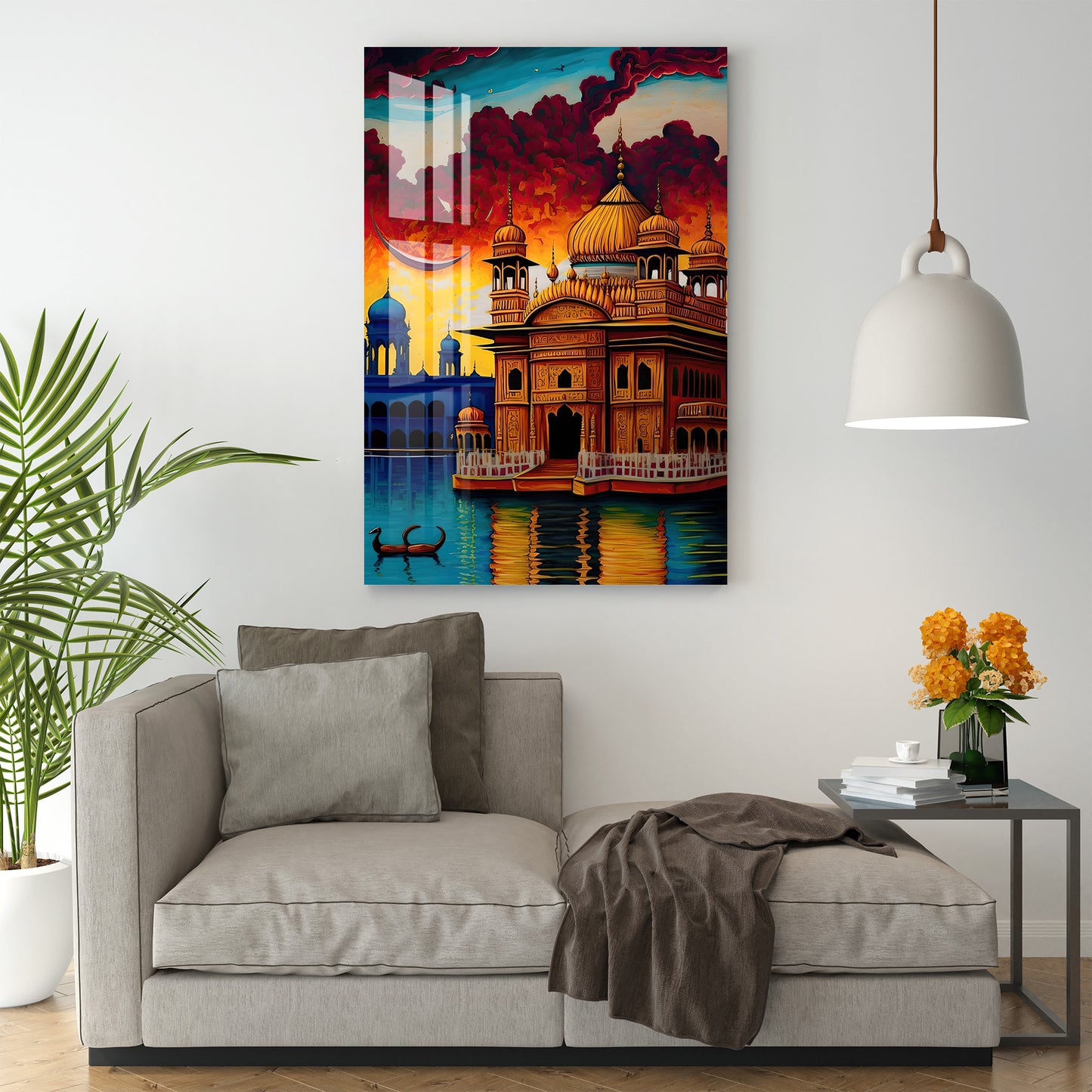 Twilight Golden Temple Acrylic Wall Art