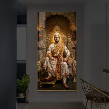 Shivaji Maharaj Modern Luxury Backlight Vertical Wall Art