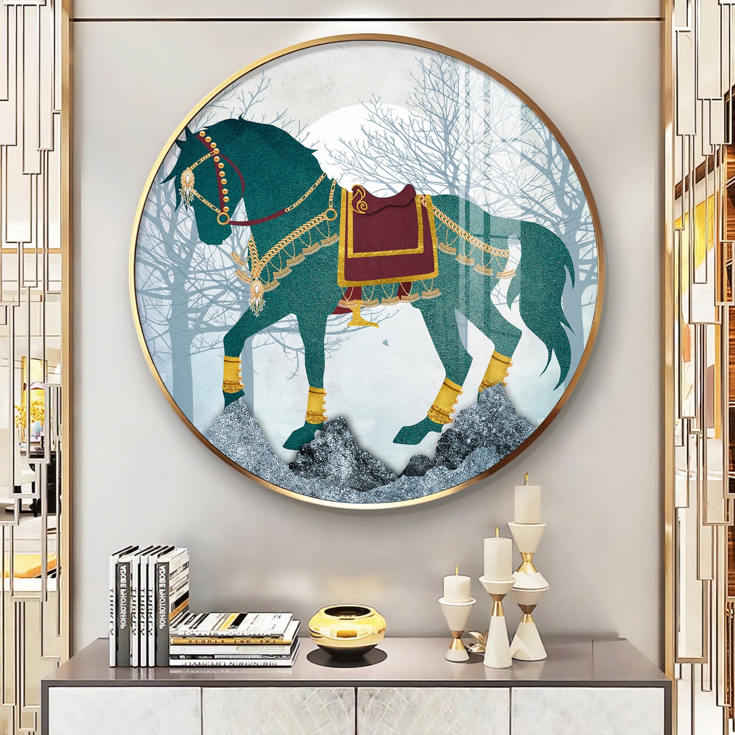 Horse Haven Premium Acrylic Round Wall Art