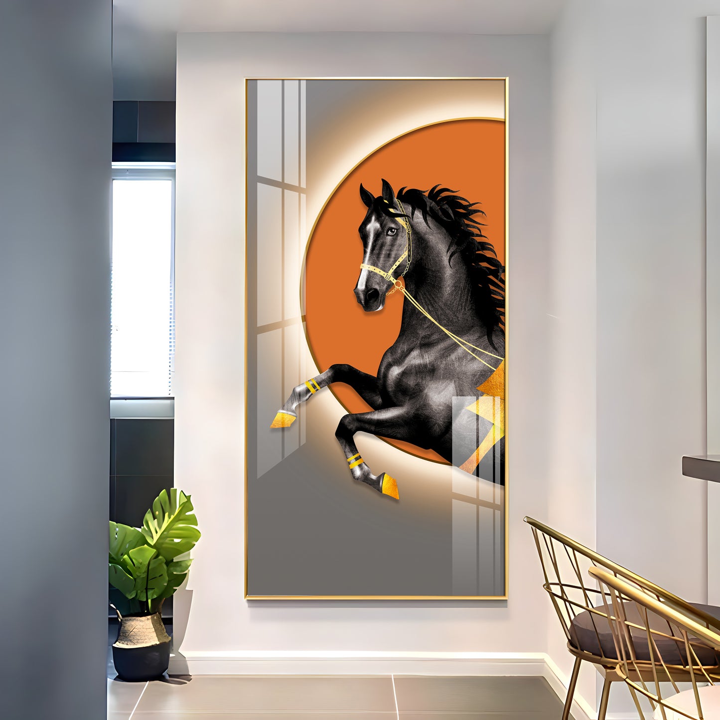 Luxury Court Horse Premium Acrylic Vertical Wall Art