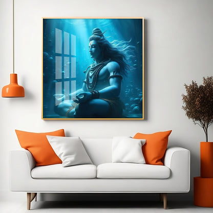 Meditating Shiva Premium Acrylic Square Wall Art