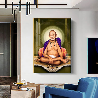 Contemplative Shri Swami Samartha Premium Vertical Acrylic Wall Art