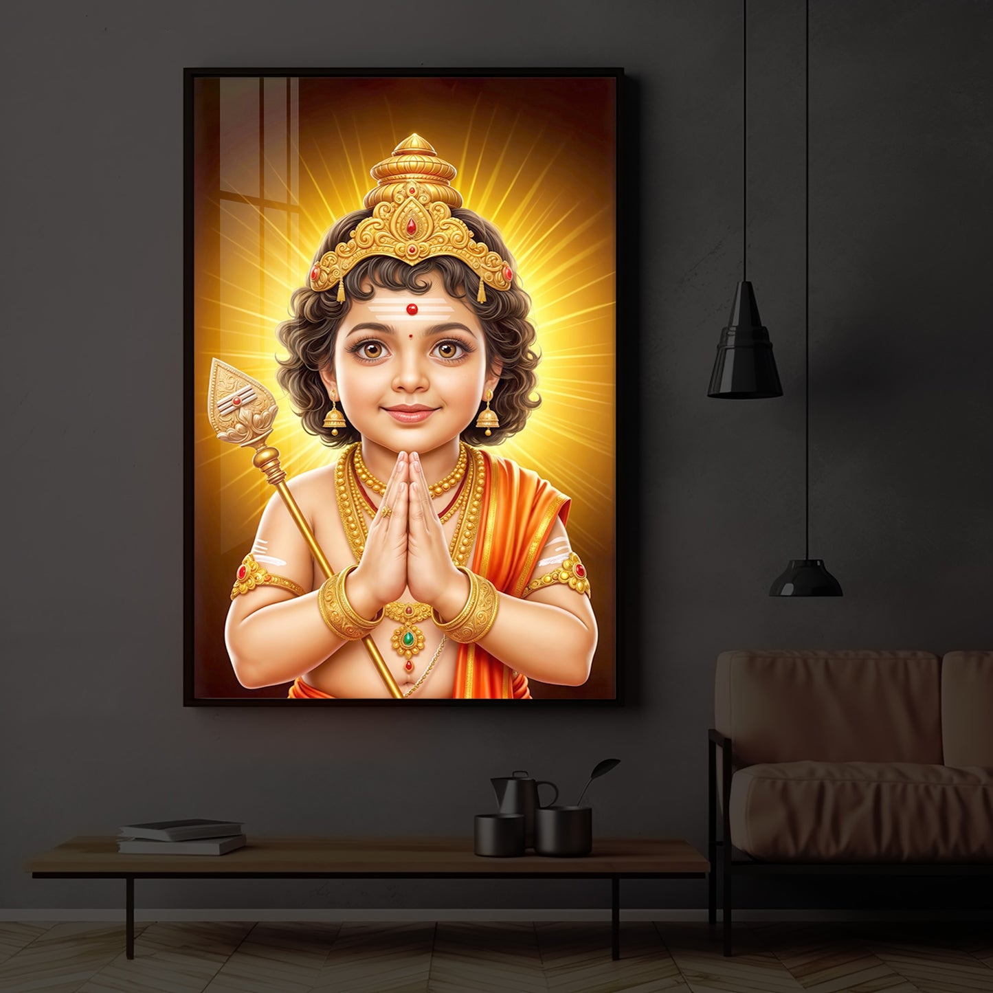 Murugan Ji Balroop Modern Luxury Backlight Vertical Wall Art