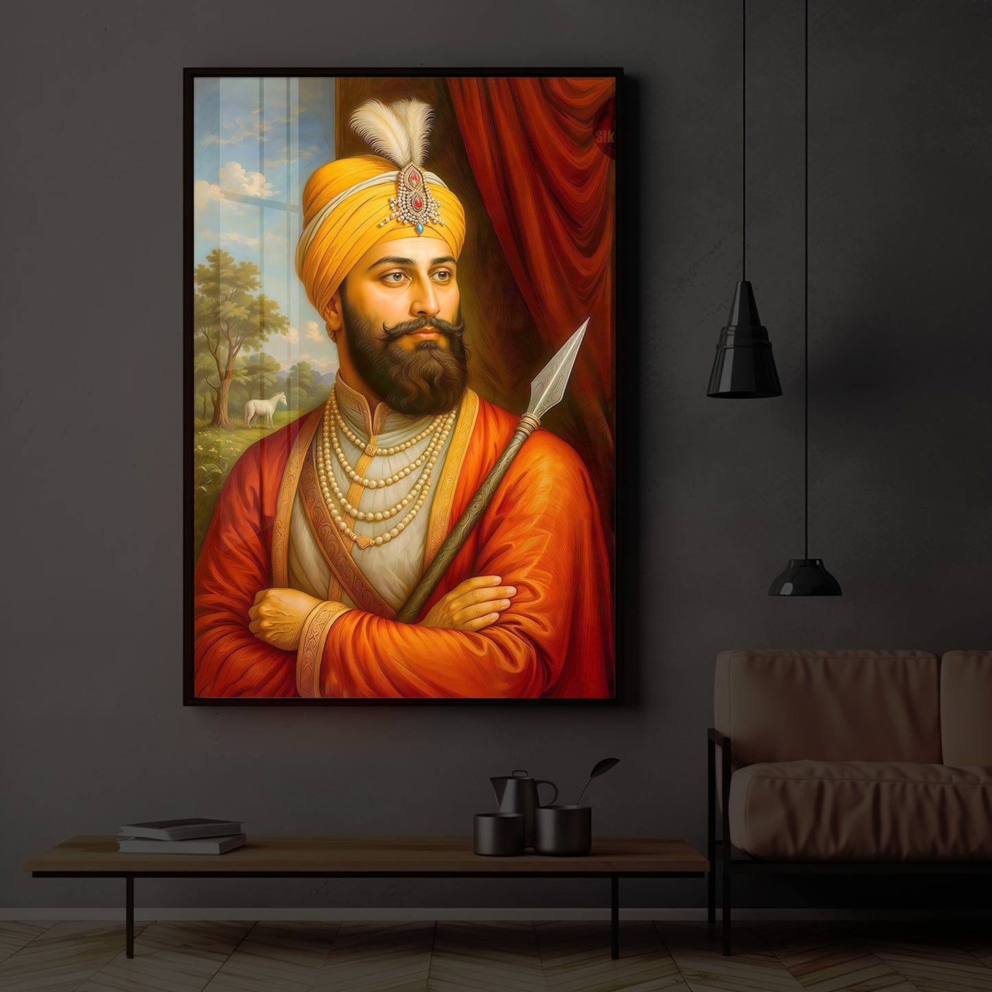 Prestigious Guru Gobind Singh Ji Modern Luxury Backlight Vertical Wall Art