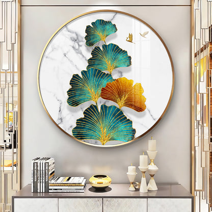 Leaf of Serenity Premium Acrylic Round Wall Art