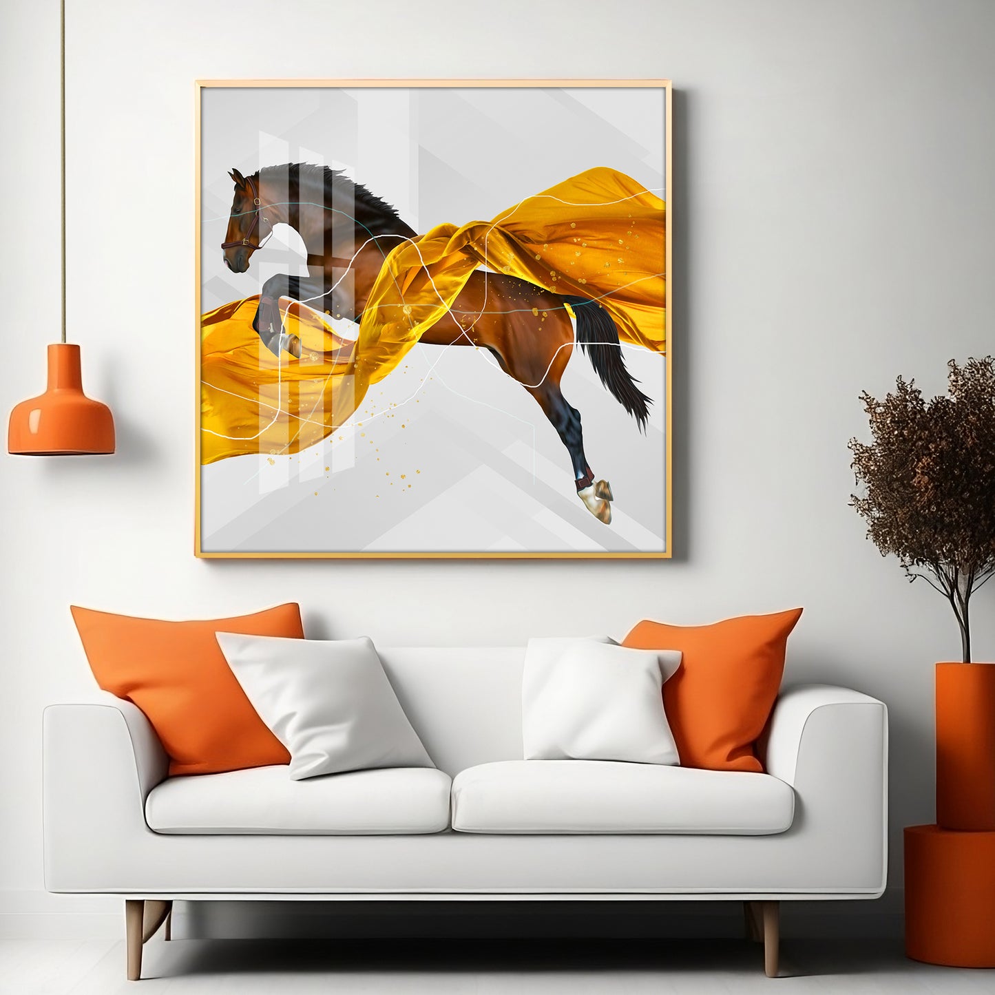 Galloping Horse Premium Square Wall Art