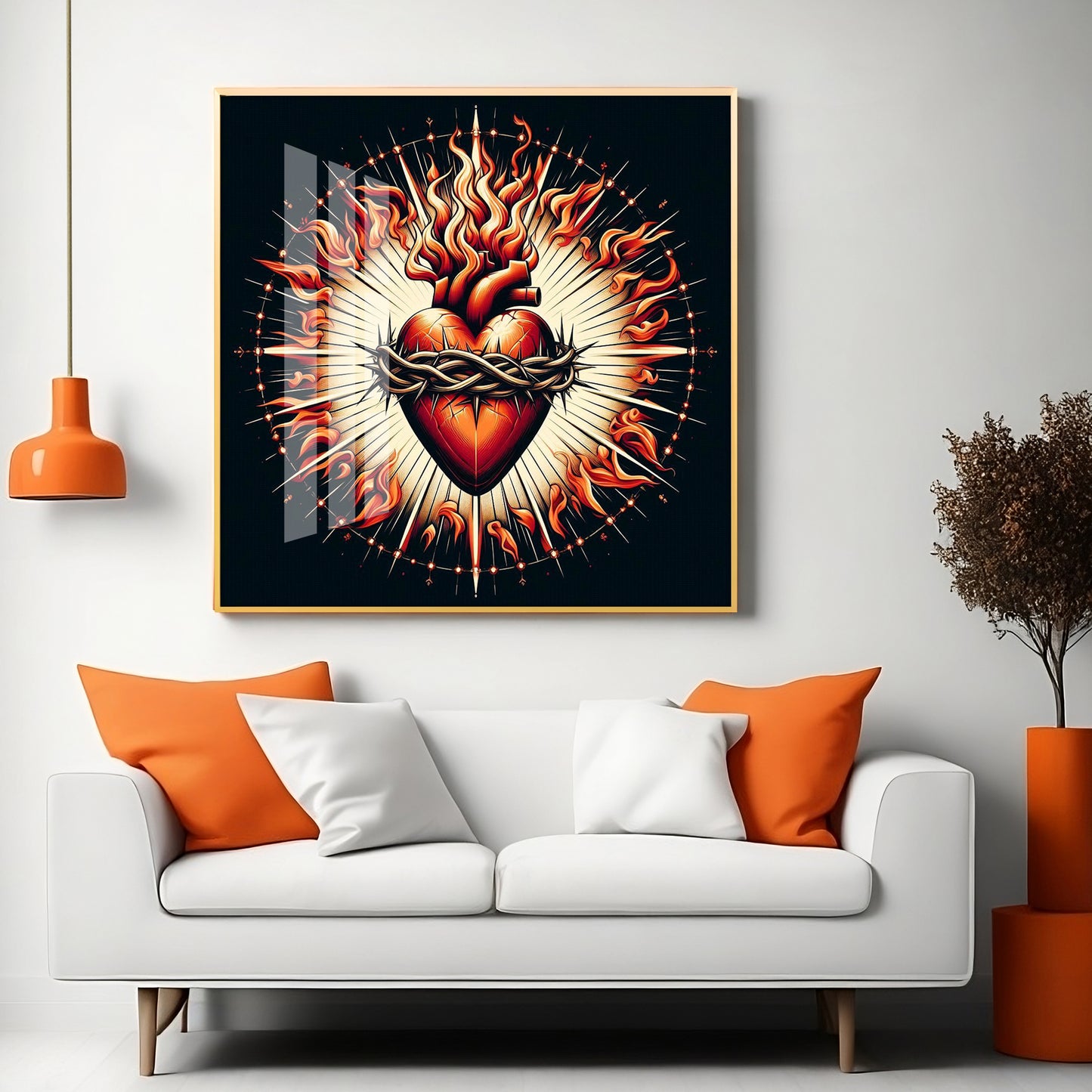 Fiery Love Frame Premium Acrylic Square Wall Art