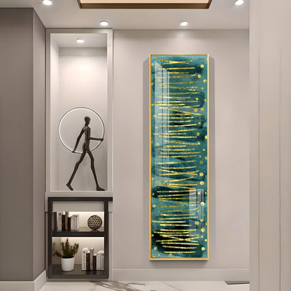 Gold Stripes & Dots Design Premium Acrylic Vertical Wall Art