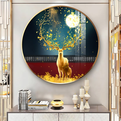 Celestial Deer Premium Acrylic Round Wall Art
