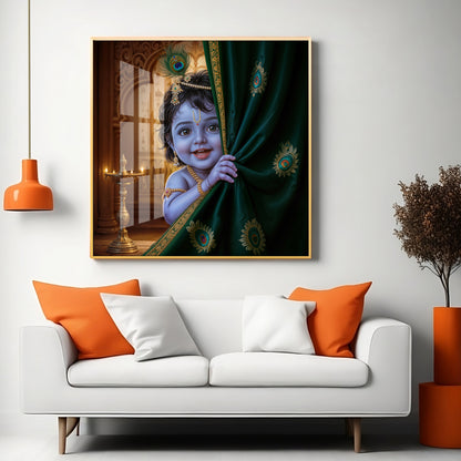 Little Lord kanha Premium Acrylic Square Wall Art