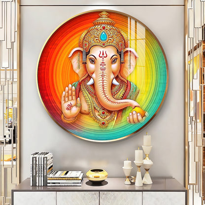 Lord Ganesha Premium Acrylic Round Wall Art