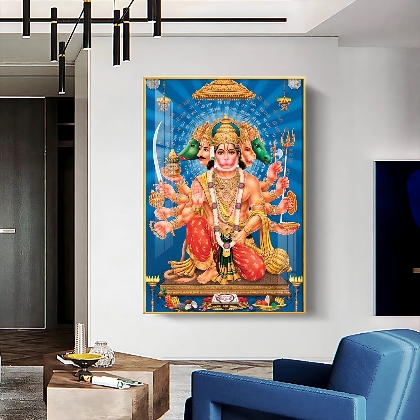 Panchmukhi Hanuman Premium Acrylic Vertical Wall Art