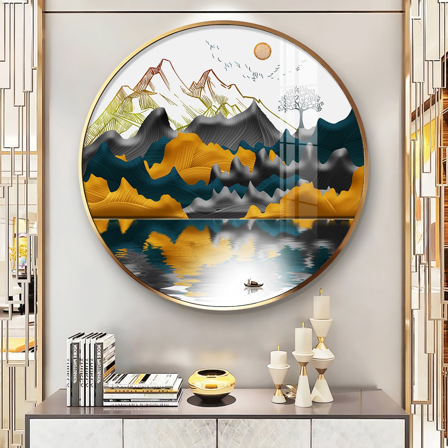 Mountain Escape Premium Acrylic Round Wall Art