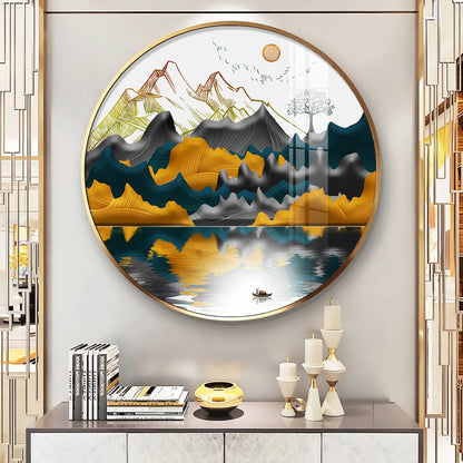 Mountain Escape Premium Acrylic Round Wall Art