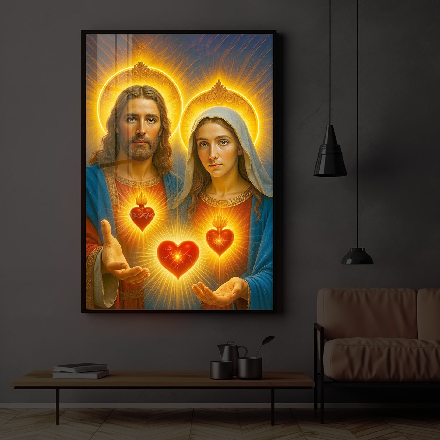God Prayer Modern Luxury Backlight Vertical Wall Art
