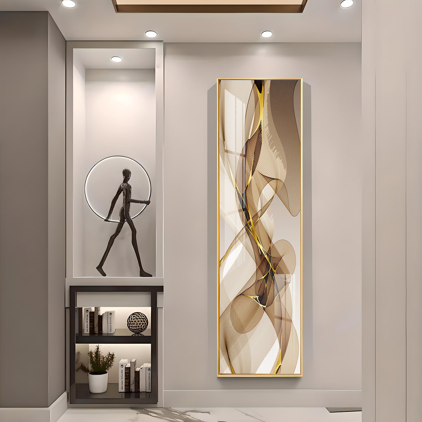 Black Gold Abstract Vertical Premium Acrylic Vertical Wall Art