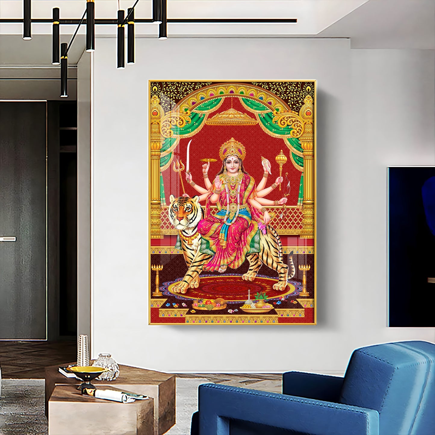 Divine Resonance Of Maa Durga Premium Acrylic Vertical Wall Art