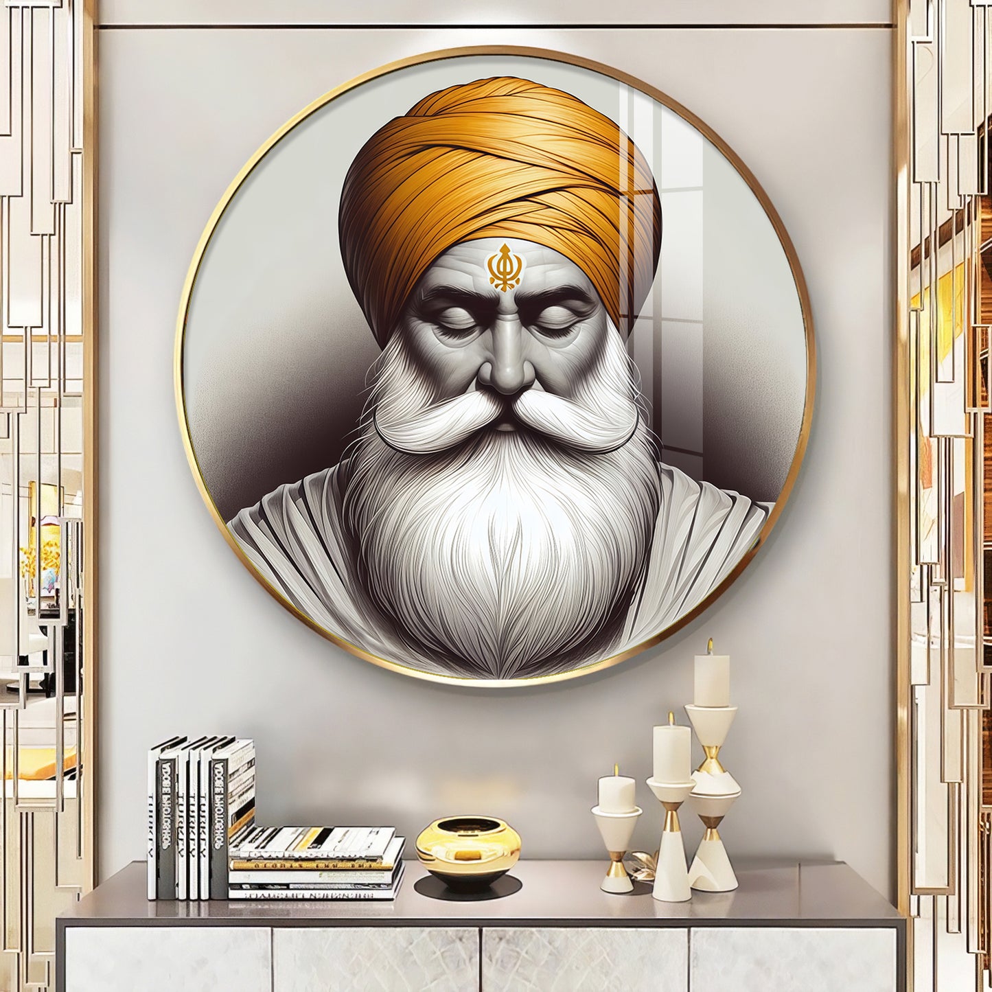 Guru Nanak Dev Ji Premium Acrylic Round Wall Art