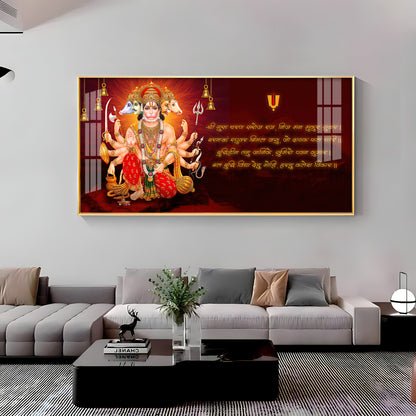 Panchmukhi Hanumanji Premium Acrylic Horizontal Wall Art