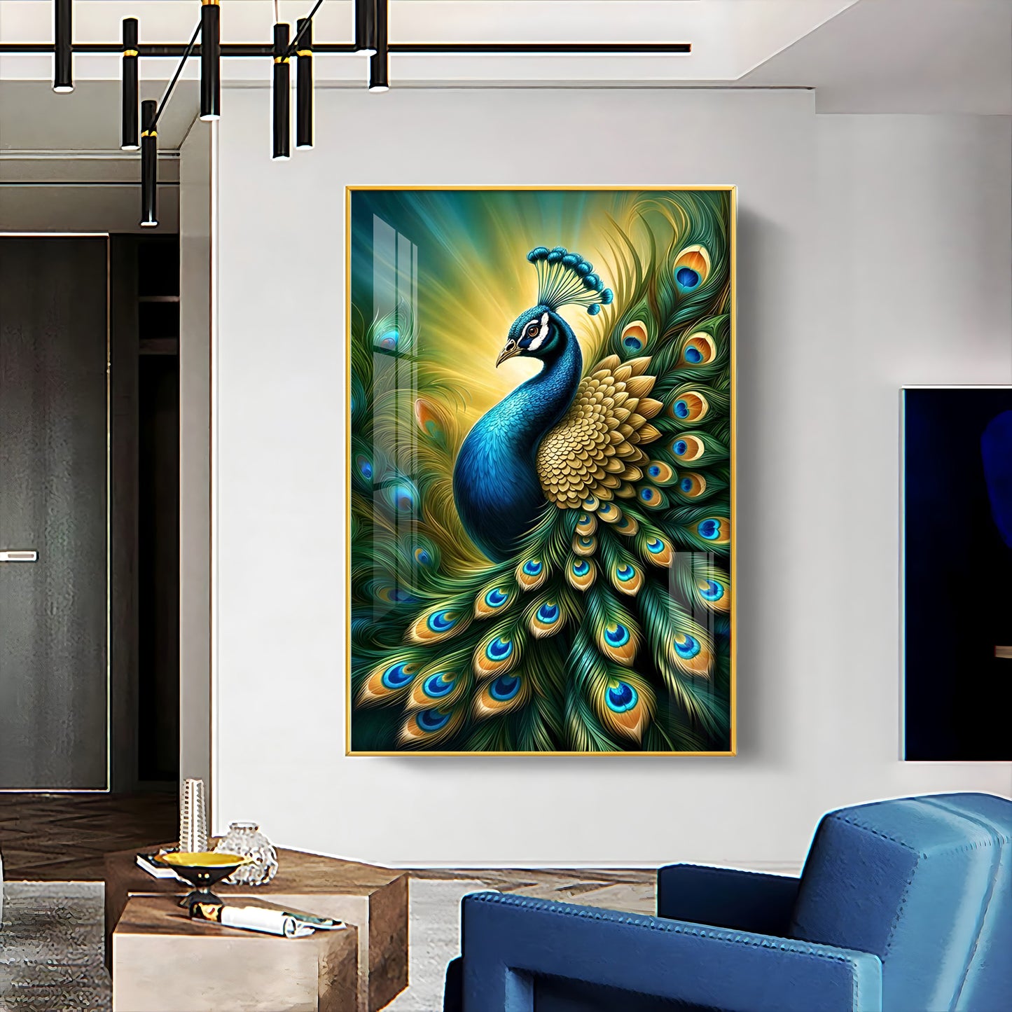 Heavenly Peacock Premium Acrylic Vertical Wall Art