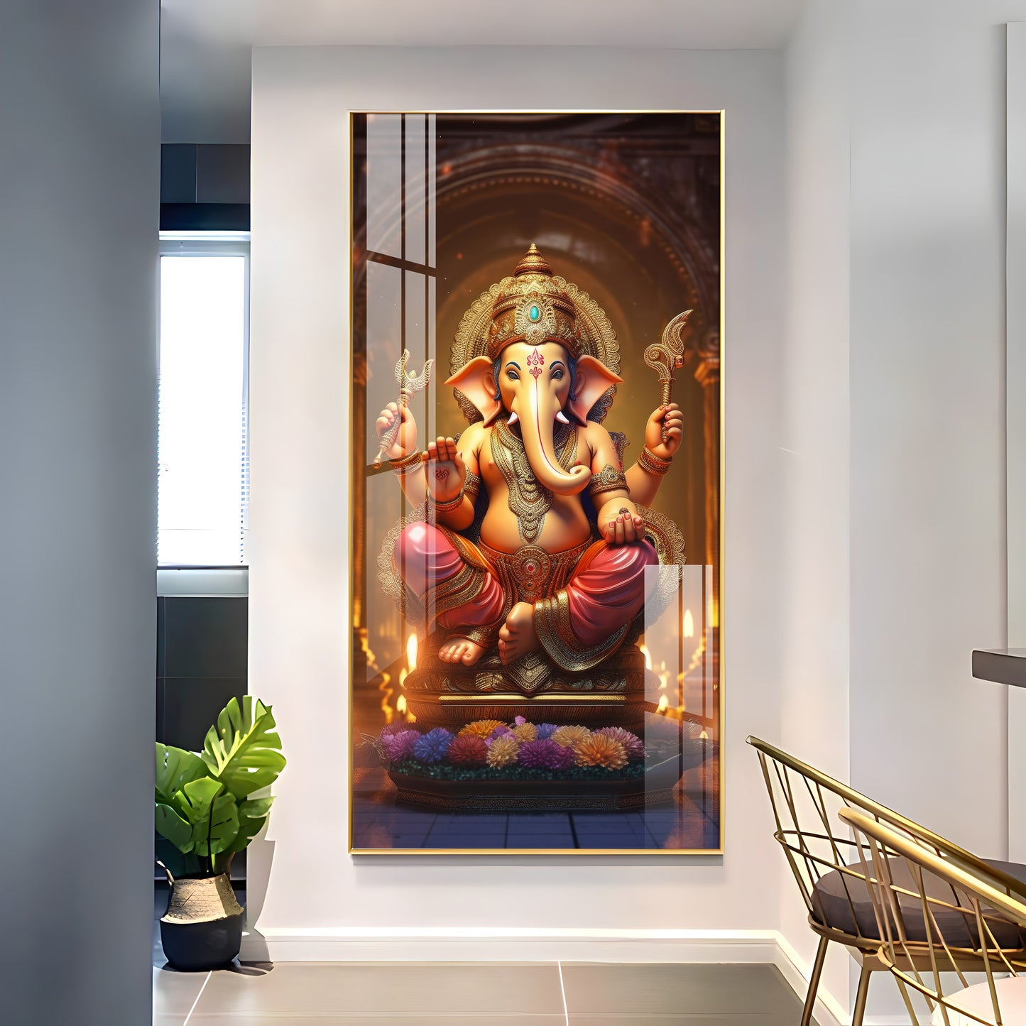 Jai Shree Ganesh Premium Acrylic Vertical Wall Art