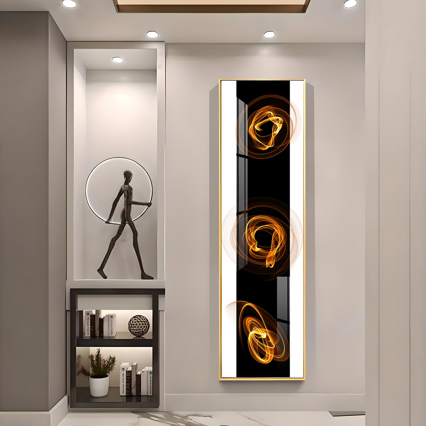 Golden Curl Design Premium Acrylic Vertical Wall Art