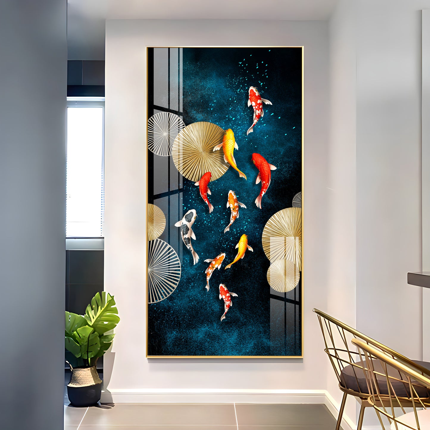 Colourful Koi Fish Premium Acrylic Vertical Wall Art