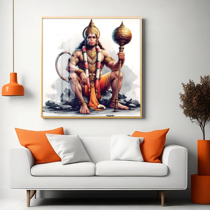 Jai Shree Hanuman Premium Acrylic Square Wall Art