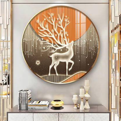 Luminious Deer Premium Acrylic Round Wall Art