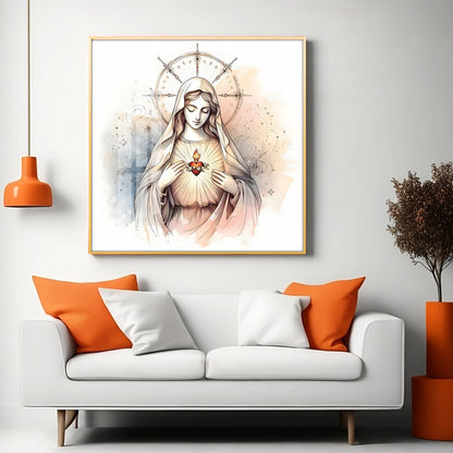 Sacred Heart of Mary Premium Acrylic Square Wall Art