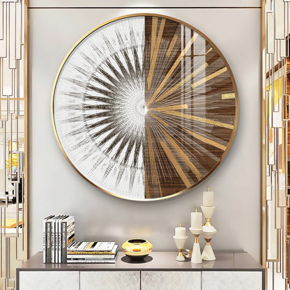 Gold & White Abstract Premium Acrylic Round Wall Art