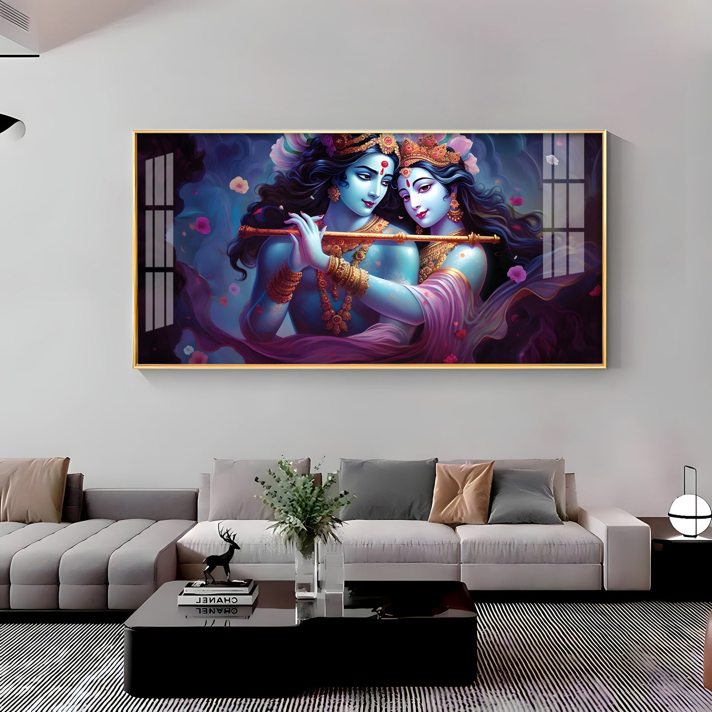 Radha Krishna Unforgetful Love Premium Acrylic Horizontal Wall Art