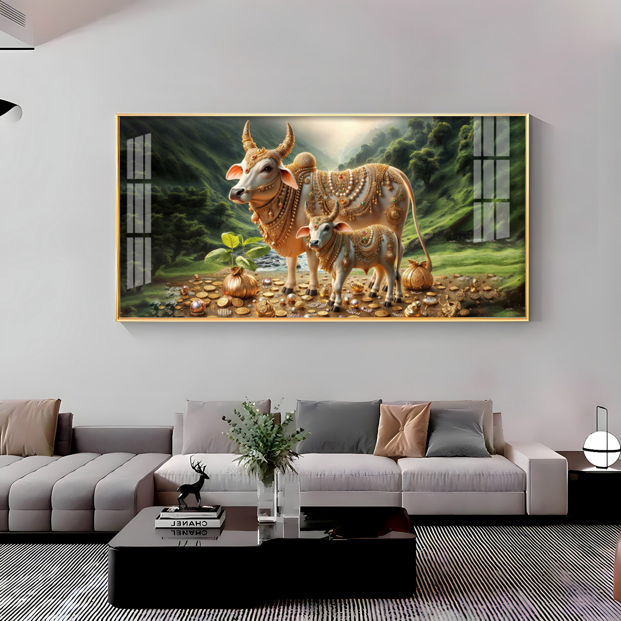 Nandi In Lush Green Forest Premium Acrylic Horizontal Wall Art