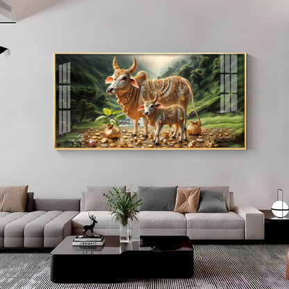 Nandi In Lush Green Forest Premium Acrylic Horizontal Wall Art