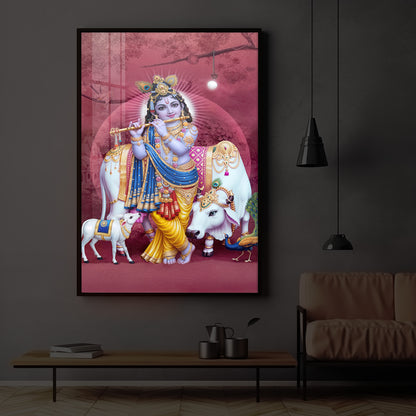 Shree Krishna Ji Modern Luxury Backlight Vertical Wall Art