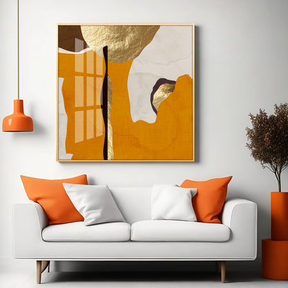 Modern Abstract Gold Luxury Interior Premium Acrylic Square Wall Art