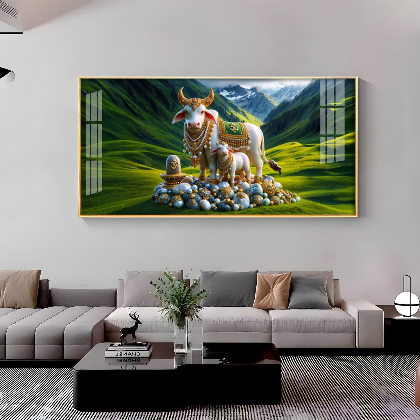 Sacred Nandi In Valley Premium Acrylic Horizontal Wall Art