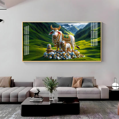 Sacred Nandi In Valley Premium Acrylic Horizontal Wall Art