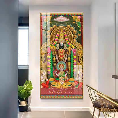 Lord Venkateswara With Lakshmi Ji Premium Acrylic Vertical Wall Art