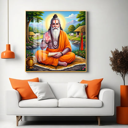 Veda Vyasa Maharshi Incarnation Premium Acrylic Square Wall Art