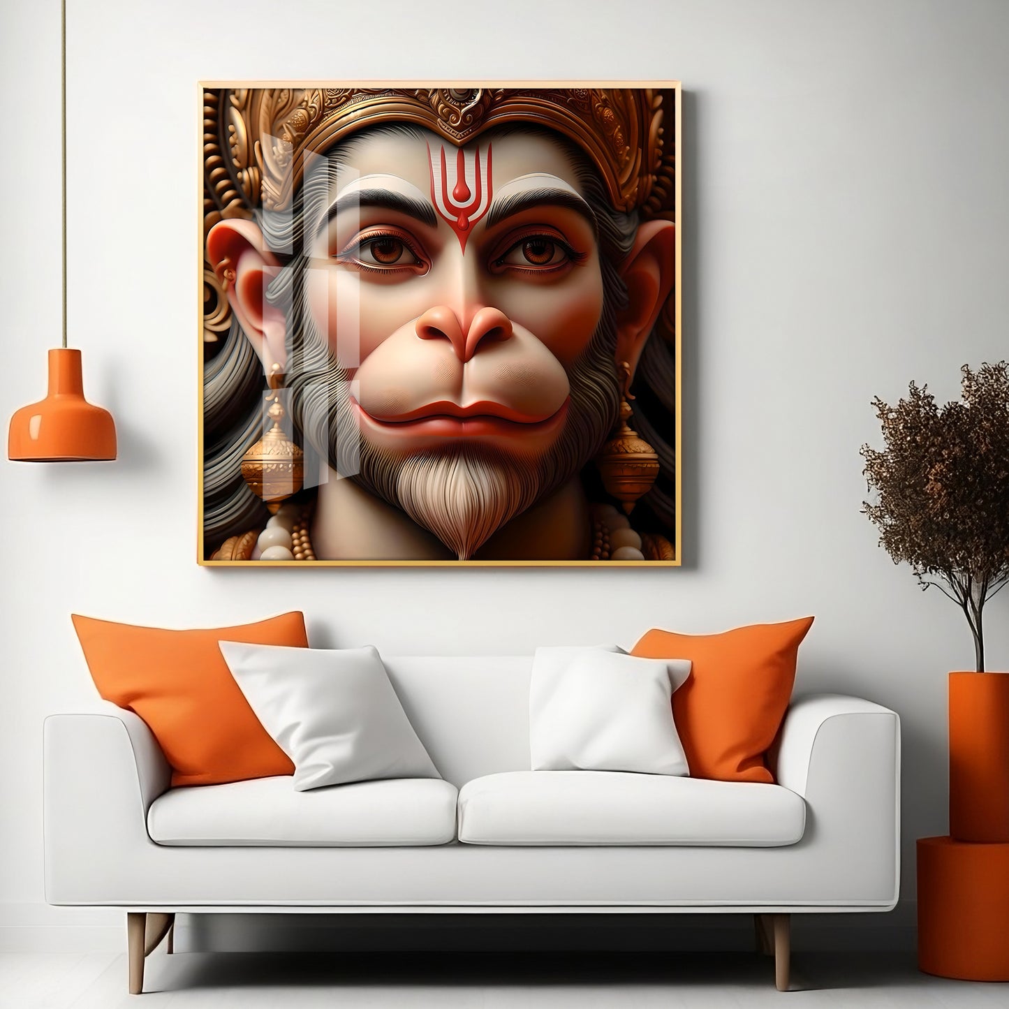 Lord Hanuman Premium Acrylic Square Wall Art