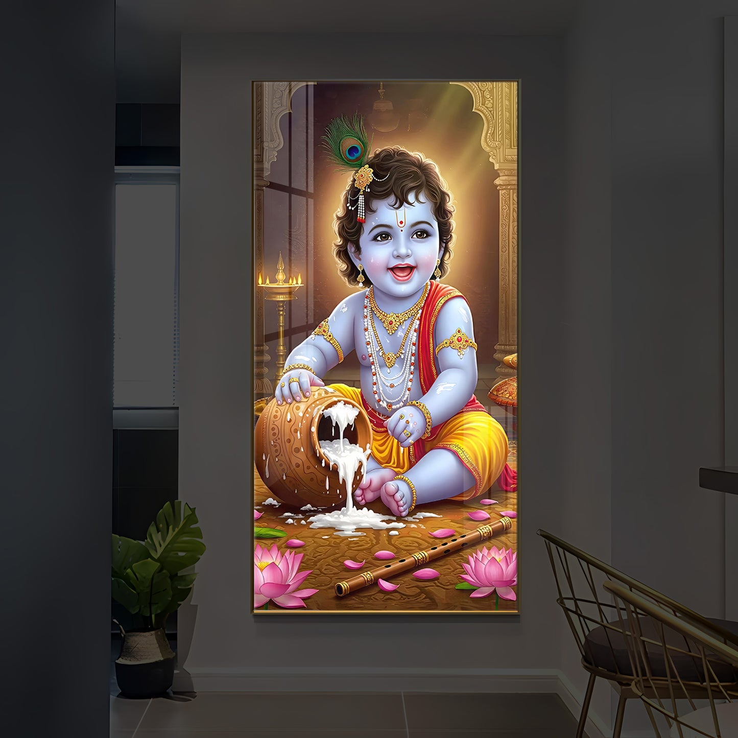 Bal Krishna Modern Luxury Backlight Vertical Wall Art