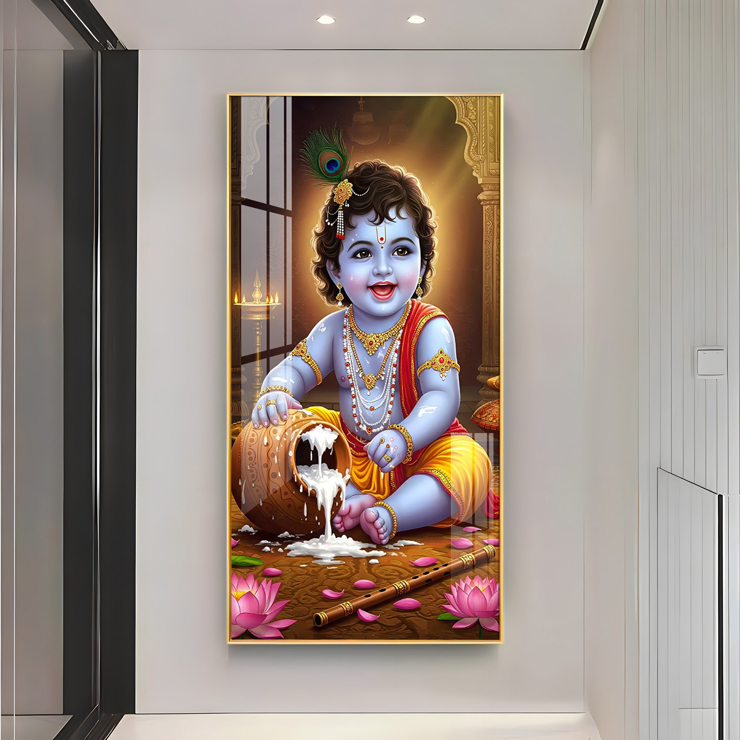 Bal Krishna Modern Luxury Backlight Vertical Wall Art