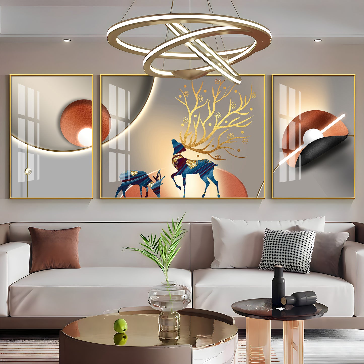 Fictional Deer Premium Acrylic Wall Art (Set of 3)