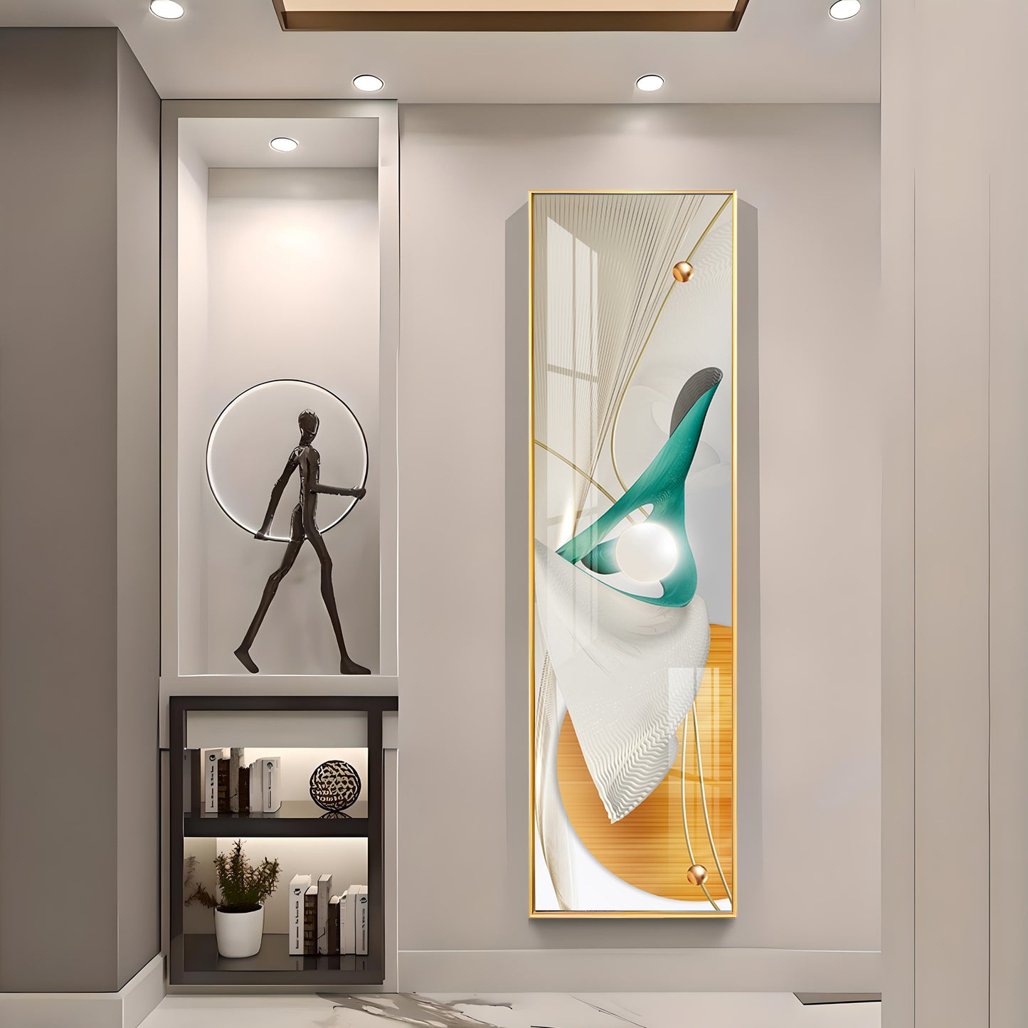 Nordic Abstract Golden Premium Acrylic Vertical Wall Art